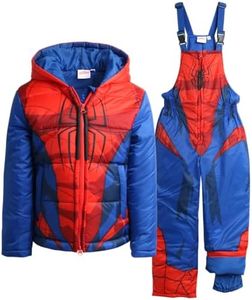 Marvel Boys' Spider-Man Snowsuit - 2 Piece Ski Jacket and Snow Bib Ski Pants Overalls: Toddler/Boy (2T-7), Size 7, Spidey Red Blue