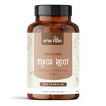 Maca Root Capsules 8000mg - 240 Vegan Capsules - 8 Month Supply - High Strength Peruvian Ginseng Maca Root for Men and Women - Black & Yellow Maca Herbal Booster - Capsules not Tablets - Alpha Foods