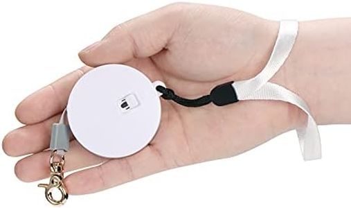 Retractable Dog Leash for Small Dogs Cats up to 11lbs with 6.5ft Anti-Pull Strong Nylon Tape, Hands Free, Mini and Portable Walking Leash with Wrist Strap, One-Hand Brake, White Round