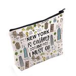 POFULL NYC Gift New York is Calling and I Must Go Tote Bag Traveling Gift New York Travel Gift, New York is Calling Cosmetic Bag