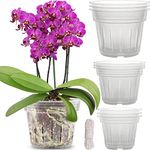 Orchid Pot, 9 Pack Orchid Pots with Holes, 3 Each of 4.8, 5.7 and 6.4 Inch Clear Orchid Pots for Repotting, Plastic Flower Plant Pot Indoor Outdoor, Breathable Slotted Orchids Planter