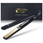 Golden Curl Tourmaline Coated Hair Straightener & Curler in One, Damage Free Hair with Unique Design & Temperature Adjustment, Steam Straighteners for Hair with 5 Years Warranty (Gold)