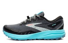 BROOKS Women's Divide 4 Sneaker, Black Ebony Bluefish, 5 UK