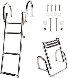 HYDDNice 3 Step Pontoon Boat Ladder Stainless Steel Telescoping Inboard Ladder Dock Ladder