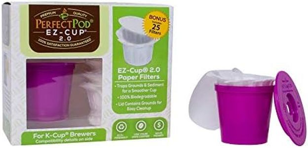 Perfect Pod EZ-Cup 2.0 Starter Pack | Reusable K Cup Coffee Pod Capsule with 25 Disposable Paper Filters (Starter Pack)