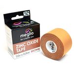 Meglio Zinc Oxide Tape - Strong Athletic Sports Strapping Tape for Support & Injury Recovery, Blister Prevention Tape, Ankle, Foot, Running, Rugby & Climbing, Non-Slip Grip Tape | 3.8cm x 9.1m (Brown)