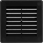 Vent Systems 100 x 100 mm / 4'' x 4'' Inch Black Soffit Vent Cover - Flat Square Air Vent Louver - Grille Cover - Built-in Insect Screen - HVAC Vents for Bathroom, Home Office, Kitchen