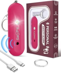Personal Safety Alarm for Women - Waterproof Rechargeable Security Alarm - 140dB Extra Loud Siren with SOS Strobe Light - Self Defense Keychain for Women Girls Teens Seniors(Cherry)