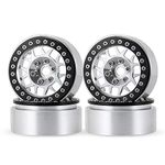 AXspeed 1.9 Beadlock Wheel Rims, Metal Wheel Hub for 1/10 Scale RC Axial SCX10 RedCat TRX-4 Pack of 4 (Silver & Black)