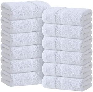 Wealuxe White Hand Towels for Bathroom 12 Pack 16x27 Inch, Cotton Hand Towel Bulk for Gym and Spa, Soft Extra Absorbent Quick Dry Terry Bath Towels