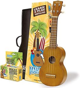 Mahalo Ukulele for Beginners, Kahiko 'Learn 2 Play' Bundle with Essentials Pack, Perfect for kids and Adults, Including Clip-on Tuner, Aquila Strings, Picks & MORE - Transparent Brown