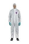 Ansell AlphaTec 1500 Model 138, Disposable Work Overall with Hood, Chemical Protection Type 5/6 , Waterproof Coverall Suit, Industrial Safety Workwear, Men Women, White, Size XL (1 Unit)