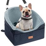 Vivifying Small Dog car seat, Dog Booster Seat Memory Foam, Elevated, Washable, Front/Rear Use Under 10KG(Black&Grey)