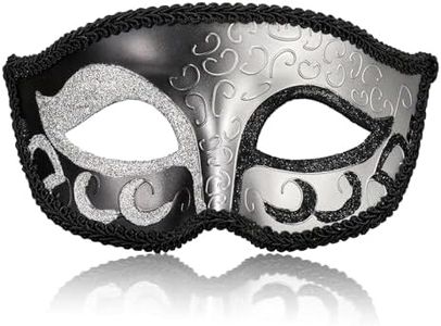 MYSEUNI 2025 New Silver Black Male Masquerade Mask- Retro Venetian Mens Masquerade Mask for Cosplay Halloween Party Mardi Gras Mascarade Ball