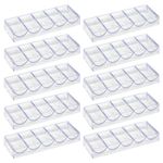 JIESITE Clear Acrylic Poker Chip Rack with Lid/without Lid, Casino Poker Chip Tray Rack Chip Storage Display Case for Texas Hold'em, Blackjack, 100 Chips Each (10 without Lid)