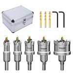 Mollom TCT Carbide Hole Saw Kit for Hard Metal,16-45mm, 5 Pcs Tungsten Carbide Tipped Hole Cutter with Pilot Drill bit for Heavy Duty, Stainless Steel, Iron, Aluminum, Alloy