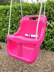 Pink Children Deluxe High Back baby swing seat perfect for Garden swings and Climbing Frames (Pink with Pink T-Bar)