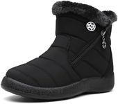 Hsyooes Womens Warm Fur Lined Winter Snow Boots Waterproof Ankle Boots Outdoor Booties Comfortable Shoes for Women,Black,7 M US=Label Size 38