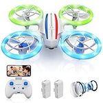 DEERC D23 Mini Drone for Kids Beginners with Green Blue LED Lights, 720P HD FPV WiFi Camera RC Quadcopter with Altitude Hold, 360°Flips, One Key Start, Headless Mode and 3 Speeds, 2 Batteries, Toys Gifts for Boys Girls