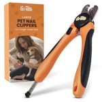 GoPets Pet Nail Clipper for Large Dogs and Cats with Nail File and Quick Sensor Safety Guard, Orange/Black