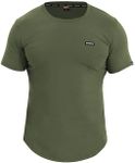 BROKIG Men's Power Gym T Shirts,Mens Casual Workout Short Sleeve Shirt Classic Heavy Cotton Tee(Army Green,Medium)