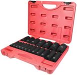 K Tool International 1/2" Drive SAE Deep Impact Socket Set; 19 Pieces, Heat Treated Chrome-Moly Steel, Laser Engraved; KTI33202