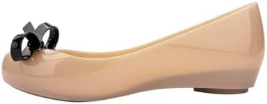 Melissa Ultragirl Bow II Flats for Women, Beige/Black, 7