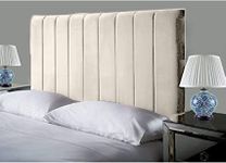 Affordable Luxury Portland Lined Headboards in Elegant Plush Velvet Fabric, for Divan Beds, Bedroom and Hotel Furniture (4FT6 Double- Height 24", Cream)