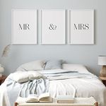 Mr & Mrs | Set of 3 Romantic Prints | Gallery Wall Art | Bedroom Decor | Wedding & Anniversary Gift | New Home Present | Typography Posters | UNFRAMED