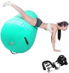 BYBAG Air Barrel Back Roller Inflatable Tumbling Mat with Electric Pump,Tumble Track Gymnastic Equipment Exercise Mats for Home Use,Gym Training,Cheer leading,Yoga (Green, 90*120)