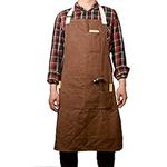 Tool Apron for Men with 6 Pockets, Heaavy Duty Carpenters Apron Pottery Apron in Waxed Canvas, Waterproof Tool Aprons Fit Kitchen, Garden, Pottery, Workshop, Crafts Work, Gifts for Men Dad Husband