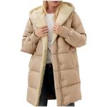 Long Winter Coats for Women UK Daily Deals, Ladies Fleece Jackets Full Zip Sherpa Fleece Lined Hoodie Solid Color Warm Quilts Jacket Full Zip Thicken Padded Jacket Casual Plain Overcoat with Pocket