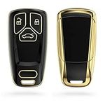 kwmobile Key Cover Compatible with Audi 3 Button Car Key Smart Key (only Keyless Go) - Car Key Fob Case Protector - Black/Gold