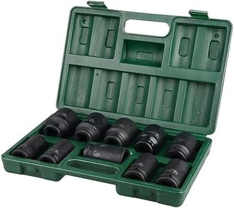 10Pcs 3/4-Inch Drive Deep Impact Socket Tool Set 80mm Length Tool Set 22,24,27,30,32,33,34,36,38,41mm