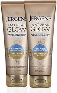 Jergens Natural Glow +FIRMING Self Tanner Body Lotion, Fair to Medium Skin Tone, Sunless Tanning Moisturizer with Collagen and Elastin. Helps to Visibly Reduce Cellulite, 7.5 Fl Oz (Pack of 2)