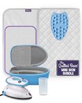The Quilted Bear Premium Mini Steam Iron Bundle - Steam Travel Iron Mini with Ironing Mat, Hard Case and Rest for Effortless Quilting and Wrinkle-Free Clothing - Holiday & Travel Essentials (Blue)