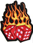 Dice Flame Gambling Casino Chopper Lady Biker Rider Punk Rock Tatoo Jacket T-shirt Patch Sew Iron on Embroidered Sign Badge