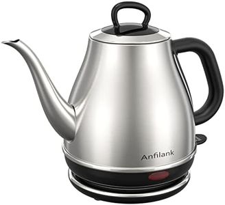 Anfilank Electric Gooseneck Kettle, 1L 1500W Fast Boil, 100% Stainless Steel BPA Free Pour-Over Coffee & Tea Kettle, Water Boiler with Auto Shut & Boil-Dry Protection, Silver