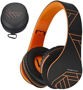 PowerLocus Cuffie Bluetooth Over Ear, Cuffie Wireless Bluetooth 5.3, Hi-Fi Stereo Suono, Senza Fili con Microfono, Pieghevoli, Micro SD/TF, FM Radio per Viaggio/Telefono/PC/Ufficio (Arancio)