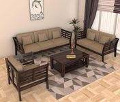 MURARAKA ART Solid Sheesham Wood 6 Seater Sofa Set for Living Room Wooden Curve Sofa Set for Living Room 6 Seater 3+2+1 Sofa with Cushions (Walnut Finish)