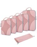 BAGSMART Compression Packing Cubes Set for Travel, 6 Set Packing Cubes Clothes Storage Bags for Carry On Suitcase, Lightweight Travel Essentials (6-Pack (1L+2M+2S+1Shoe Bag), Pink