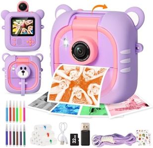 ARNSSIEN Kids Camera Instant Print, 7 Print Paper (4 Color: O/R/G/B+3 B&W), 2.4" Screen Instant Camera for Kids Ages 3-12,1080P, 180°Flip Lens,32GB Card- Christmas Birthday Present for Boys & Girls,M2
