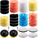 SIQUK 38 Pieces Car Polishing Pad Kit 3 Inch Buffing Pads Foam Polish Pads Polisher Attachment for Drill