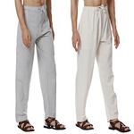 Aatman One Size Men's Eco-Friendly Cotton Pyjama Pack Of 2 | Fits Waist Size 28 To 36 Inches_At12At17, Casual Style, Cream, Melange Grey