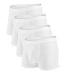 DAVID ARCHY Men's Modal Underwear Boxer Briefs & Trunks, Breathable Soft Anti-Chafe Comfort, Dual Pouch Support, 3 or 4 Pack, A7, White - 3.5" in 4 Pack, Medium
