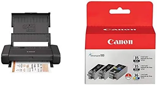 Canon PIXMA TR150 Wireless Mobile Printer with Airprint and Cloud Compatible, Black with PGI-35 Twin Black & CLI-36 Color Ink (1509B007AB/AE)