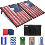 GoSports Classic Cornhole Set - Includes 8 Bean Bags, Travel Case and Game Rules (Choose between Classic, American Flag, and Football Designs) (CH-01-MDF-AMERICA)