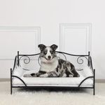 Pet Sofa Bed, Metal Frame Dog Bed Couch with Washable Plush Cushion for Medium Pet Sitting (black)