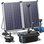 NFESOLAR Pond Filter Fountain with 70W Solar Panel, 660 GPH Water Pump, 10 FT Extension Cord, Solar Fountain Pump with Pond Filter Box Outdoor for Koi Ponds Water Feature Waterfall Pool
