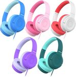 iClever Kids Headphones for School K-12, 85dBA Safe Volume, Tangle Free, 3.5mm Jack, HD Stereo, Swivel Folable Kids headphones with Cord for Classroom/Student/Tablets/Laptop, Bulk 5Pack